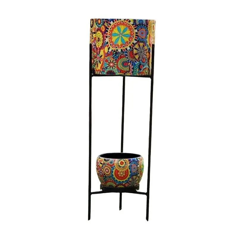Colorful Metal Plant Stand — Handcrafted Export Product by NXTGENEXPORTS, Moradabad